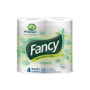 Papel Higiênico Fancy Neutro Folha Dupla 30M C/ 4 Rolos
